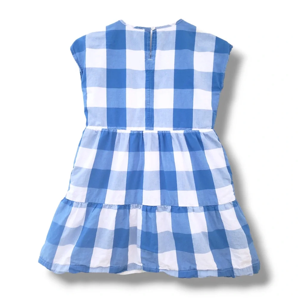Primary Kids 10 Blue Gingham Cotton Sleeveless Dress